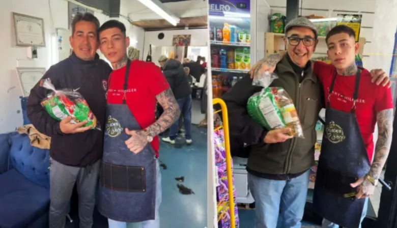 Un peluquero de 17 años de Lomas de Zamora ayuda a jubilados con alimentos y cortes gratuitos